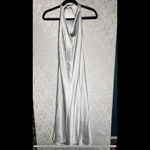 Altar’d State Daphne Bridal Satin Midi Dress White Size Small Cowl Neck Halter